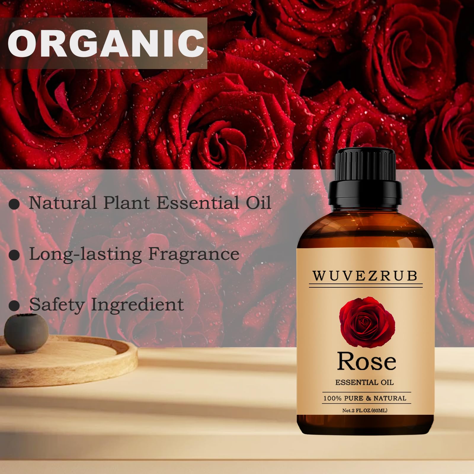 Wuvezrub aceite esencial de rosa para cuidado de la piel en crema o suero