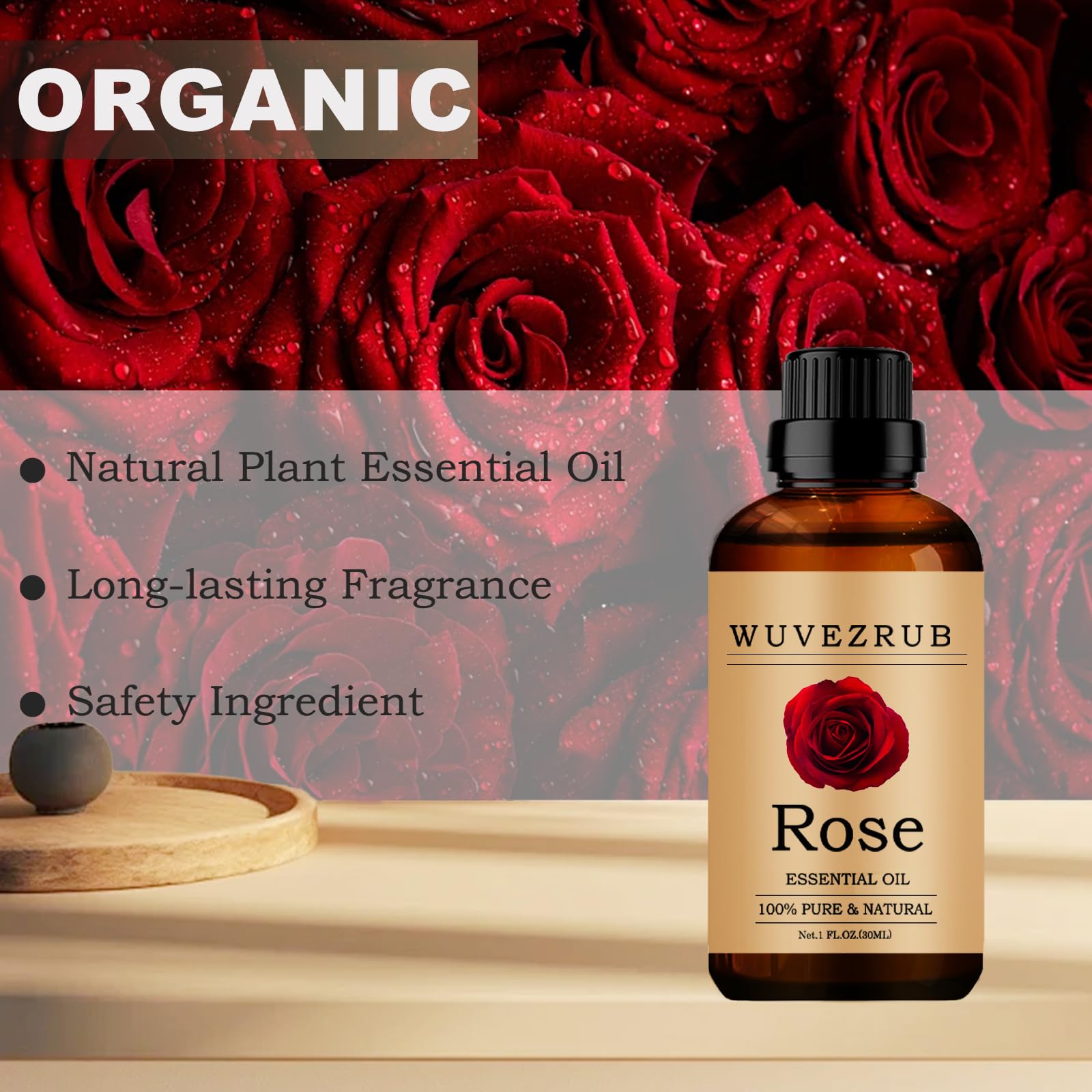 Uso en cosmética casera con Wuvezrub aceite esencial rosa.
