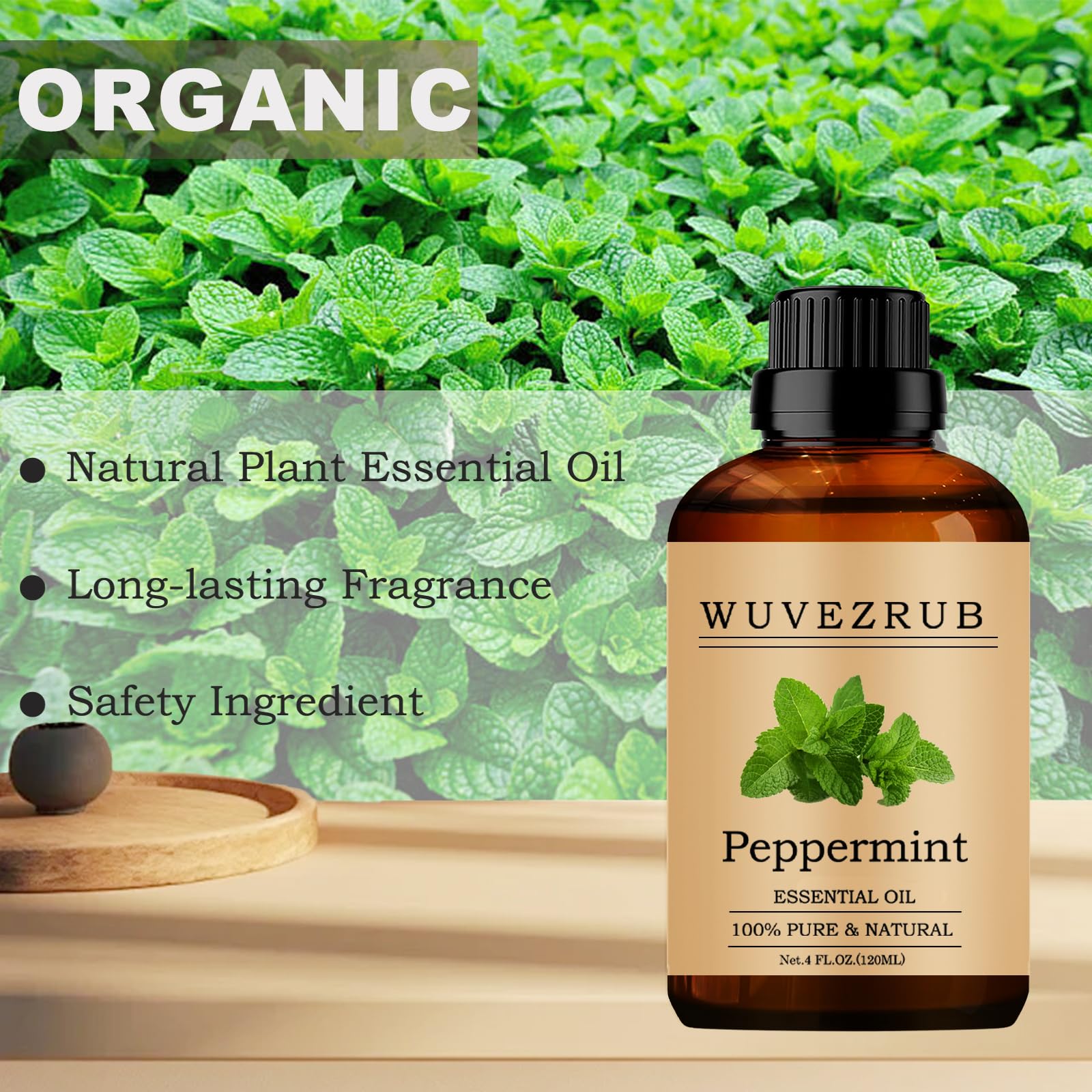 Wuvezrub Aceite de Menta Piperita para cuidado de la piel