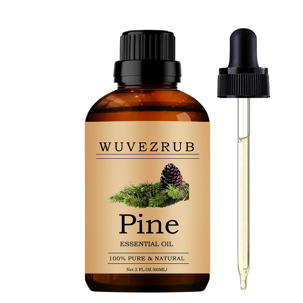 Wuvezrub Aceite Esencial de Pino, botella 60 ml, aroma natural para difusor.