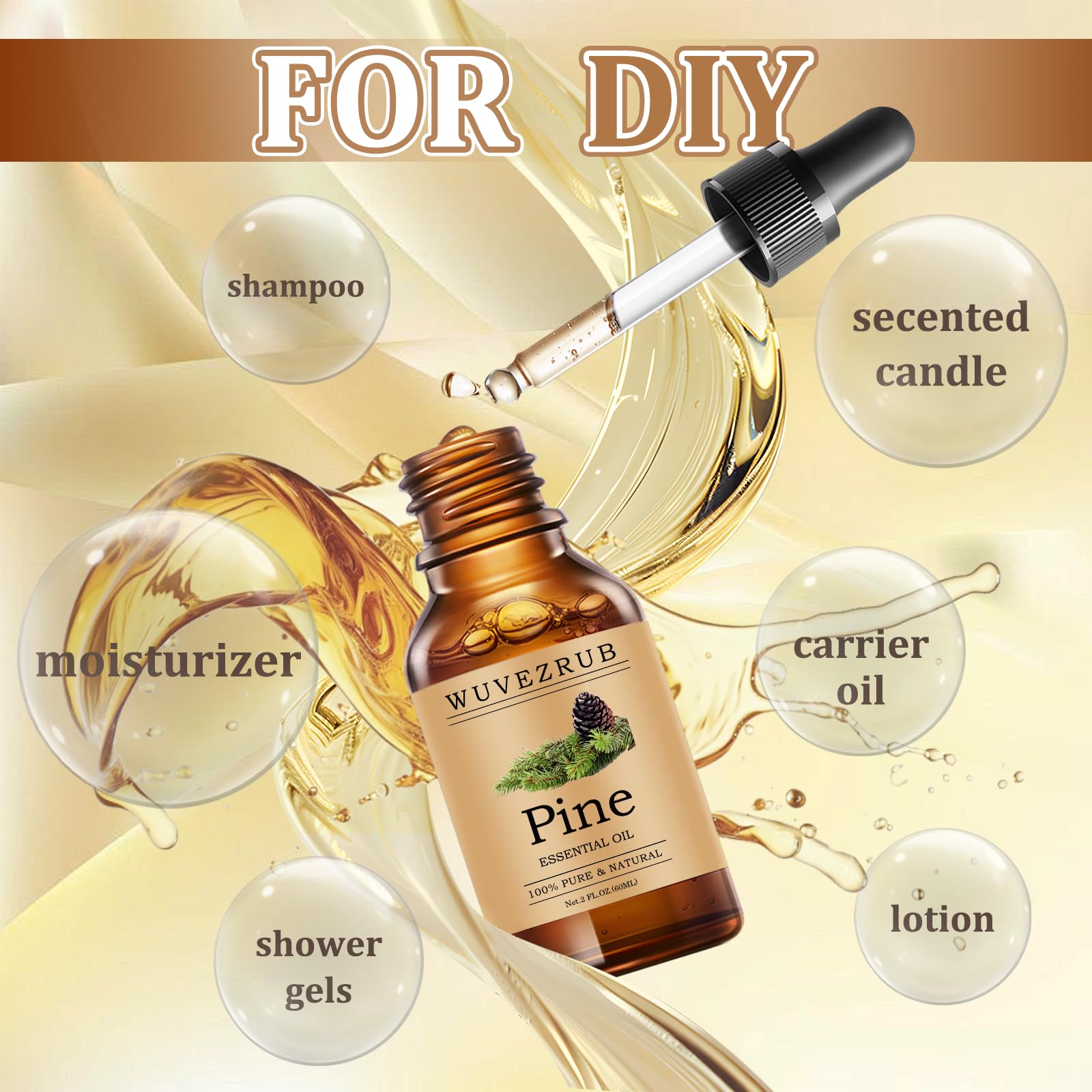 Wuvezrub Aceite de Pino para difusor, crea un ambiente cálido y relajante.