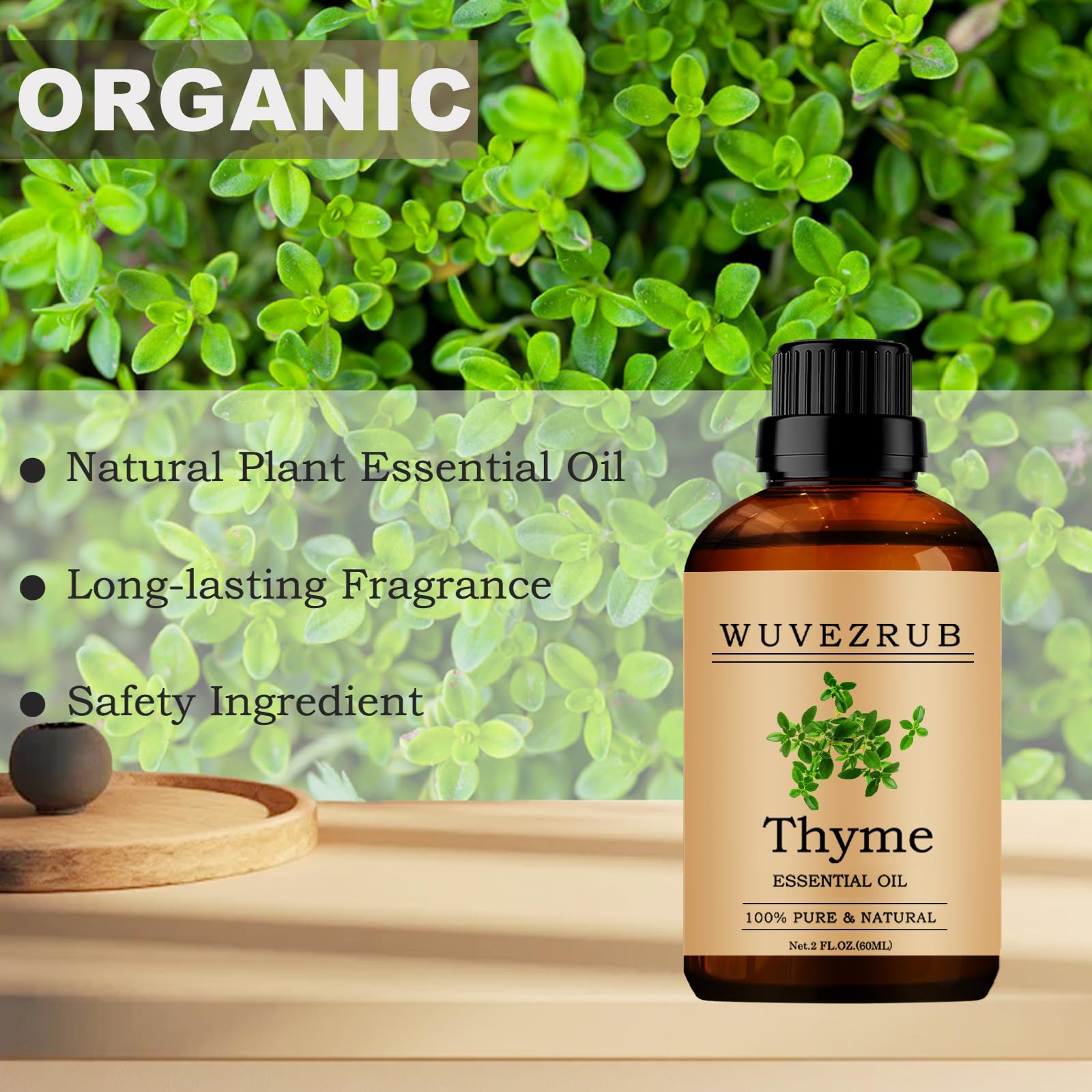Wuvezrub Aceite de tomillo para cuidado de piel, añade a cremas.