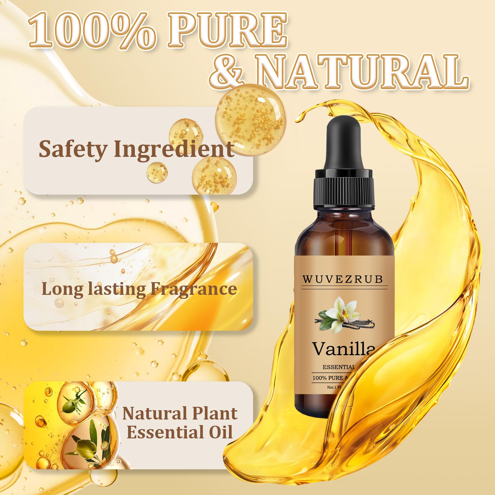 Wuvezrub Vanilla para difusor: aroma cálido que envuelve la habitación.