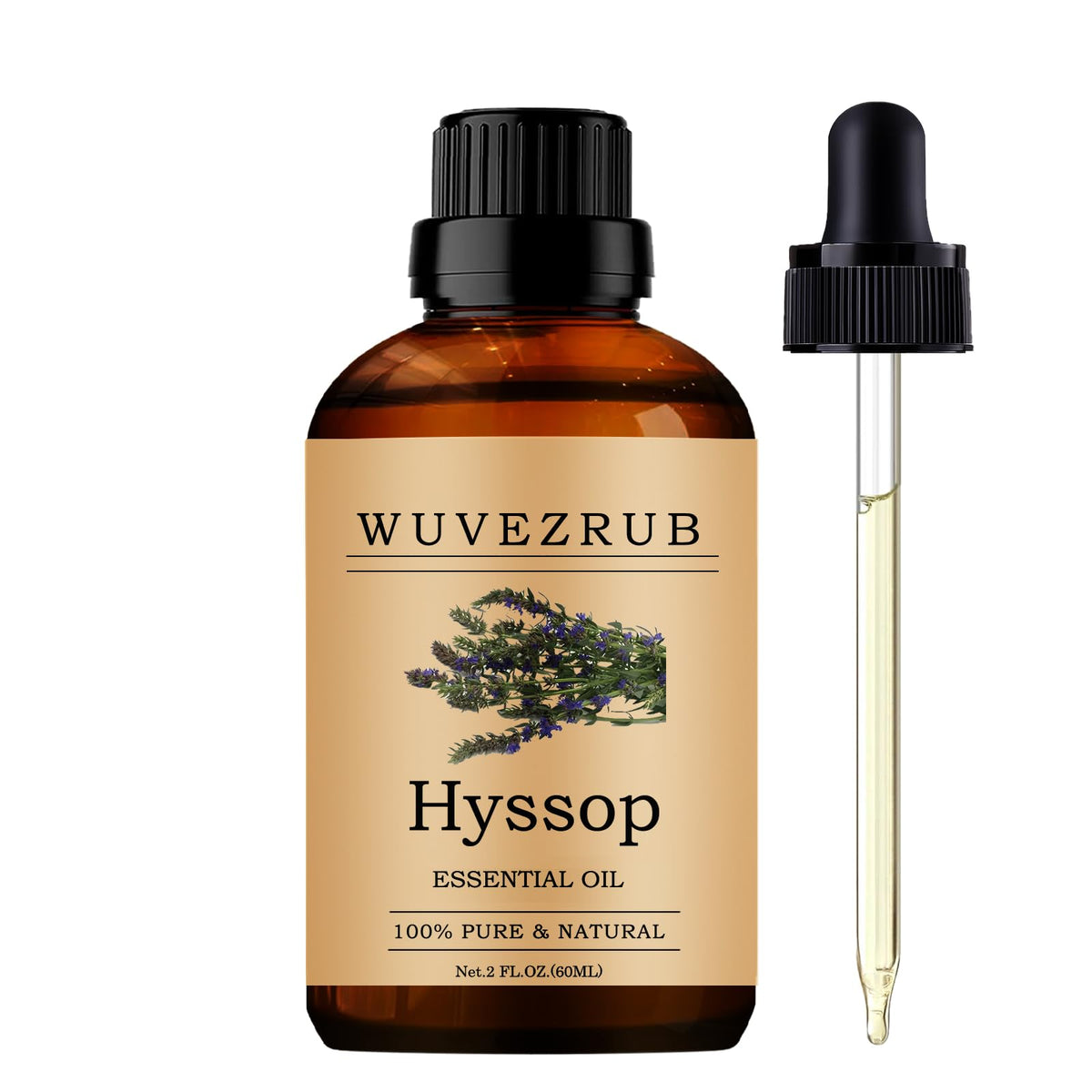 Wuvezrub Aceite Esencial de Hisopo en botella de 60 ml para aromaterapia suave.