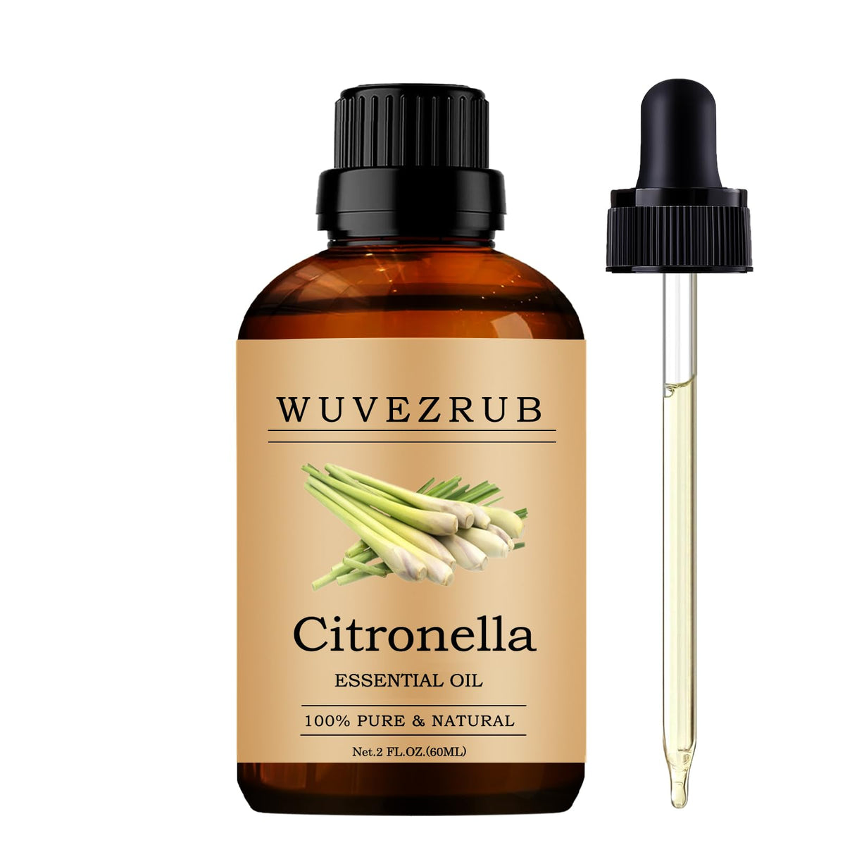 Wuvezrub Citronela aceite esencial 60 ml en envase, ideal para difusor y ambientación.
