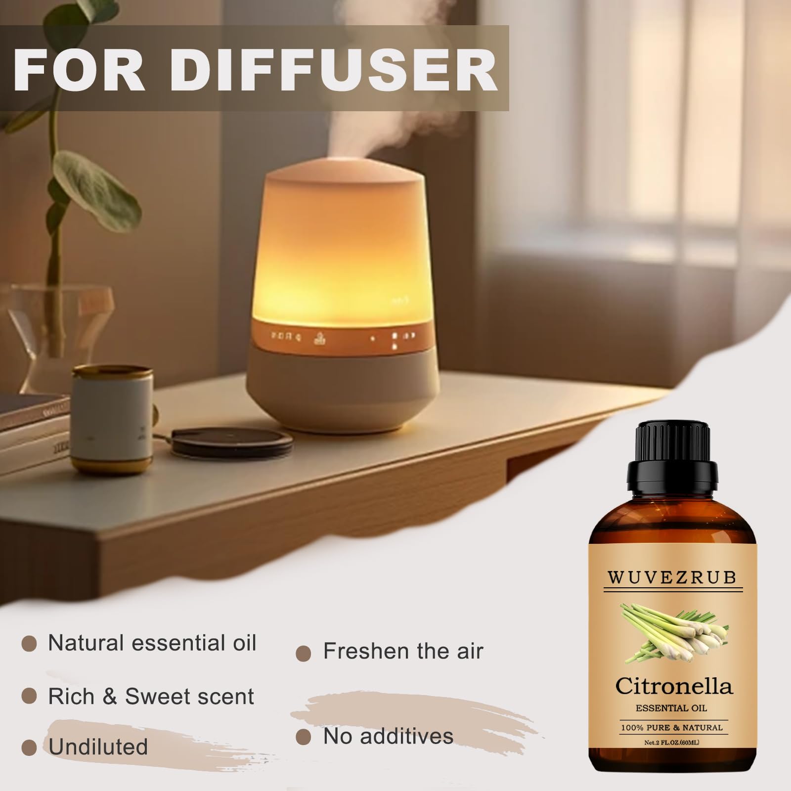 Frasco con cuentagotas de Wuvezrub Citronela para uso DIY en velas y jabones.