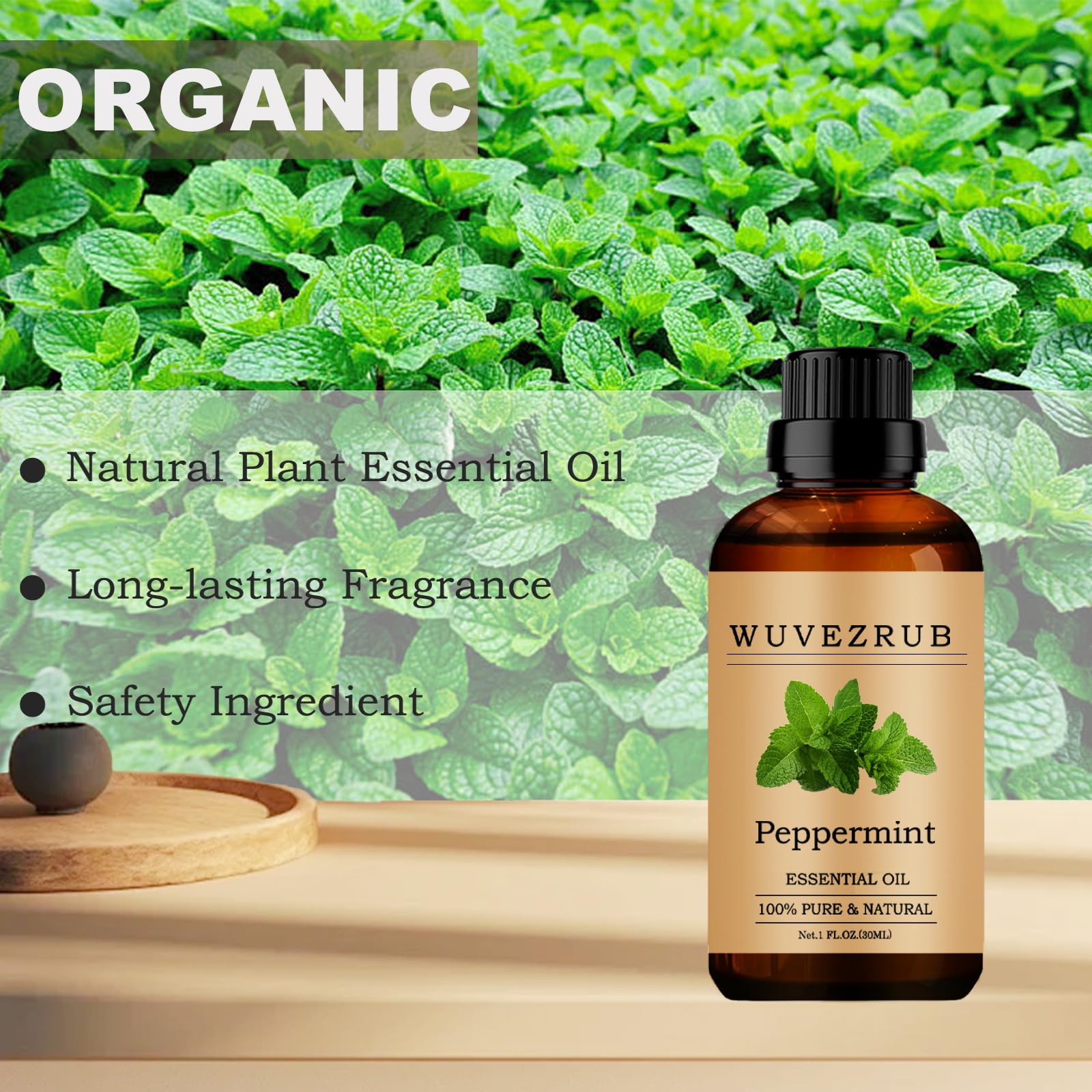 Wuvezrub aceite de menta para cuidado de la piel, añade a tónicos o cremas.