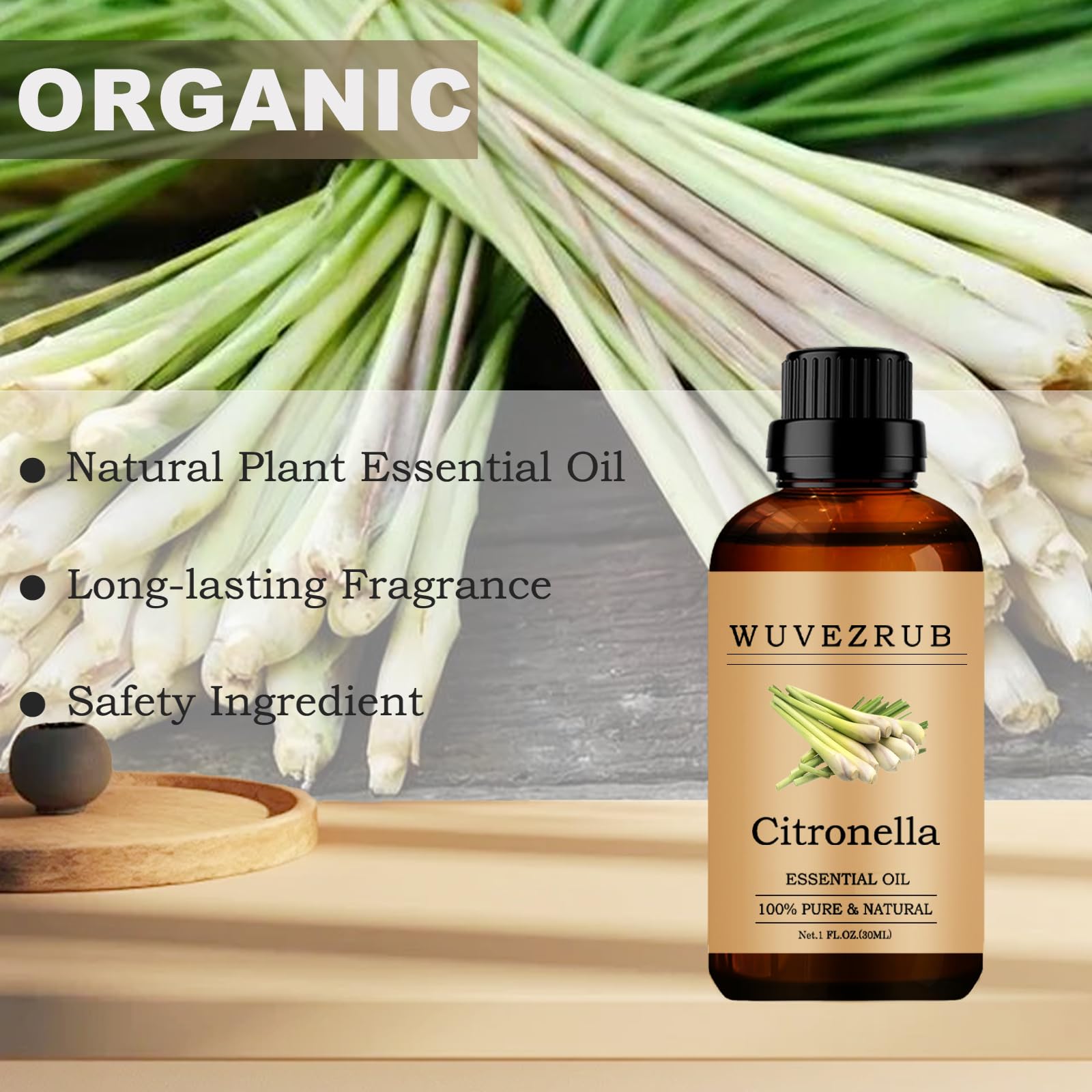 Difusor con Wuvezrub Citronela generando aroma ambiental suave.