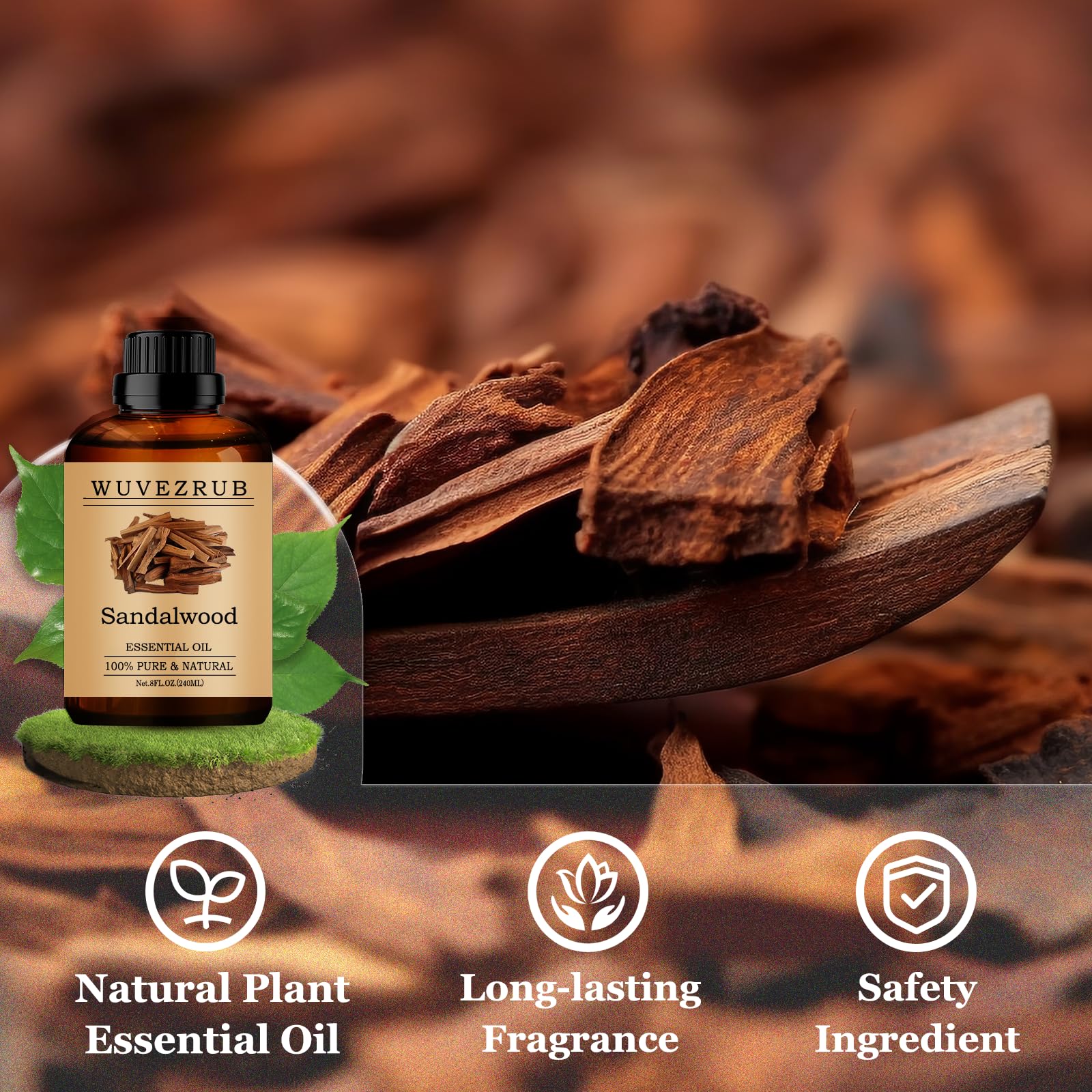 Wuvezrub fragancia de sándalo, aroma duradero para difusor