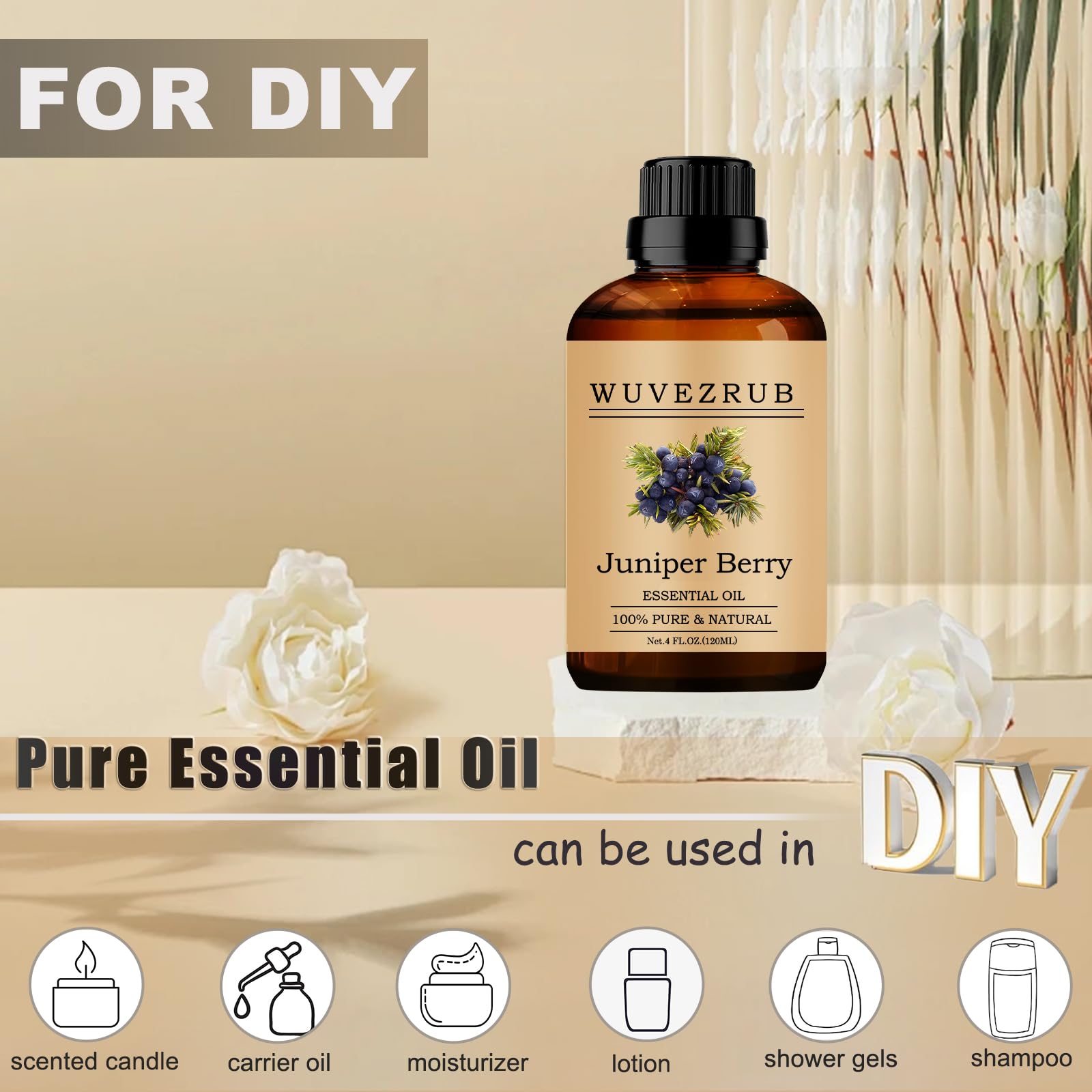 Wuvezrub fragancia de enebro para velas caseras, aroma suave y duradero.