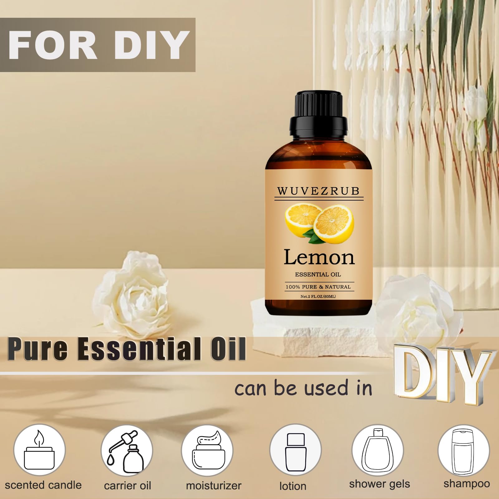 Wuvezrub fragancia de limón para velas, jabones y lociones