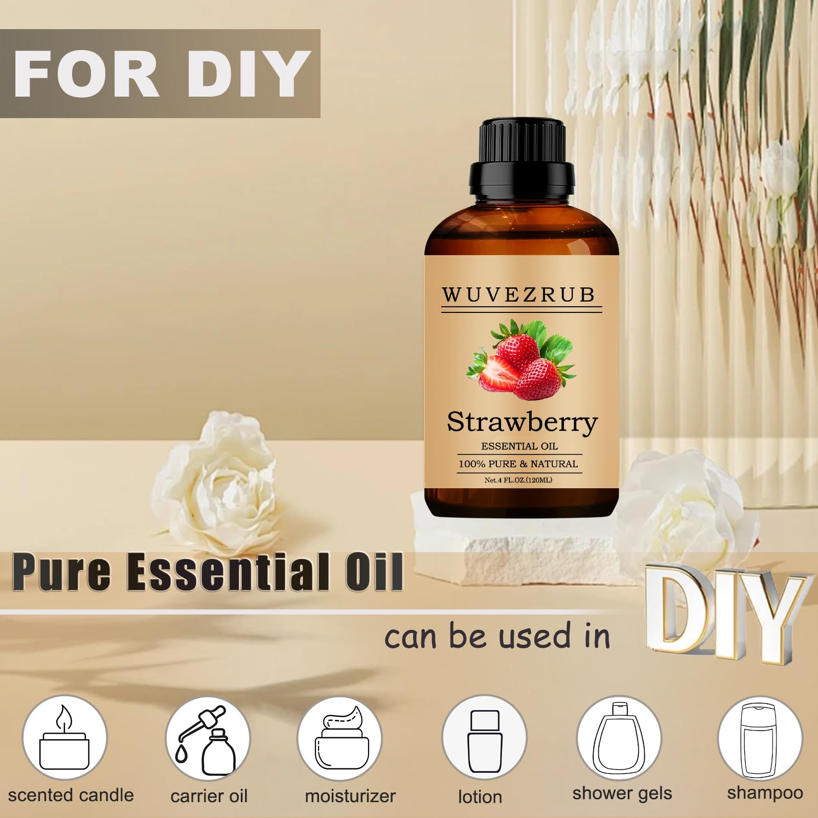Wuvezrub fragancia de fresa para velas, ambientación hogareña perfumada.