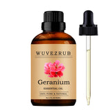 Wuvezrub Geranio: botella de aceite esencial de geranio de 60 ml, ideal para difusor aromático.