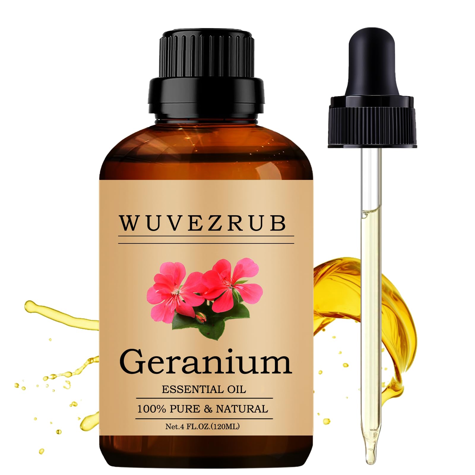 Wuvezrub Geranio: aceite esencial en botella de 120 ml para uso diario.