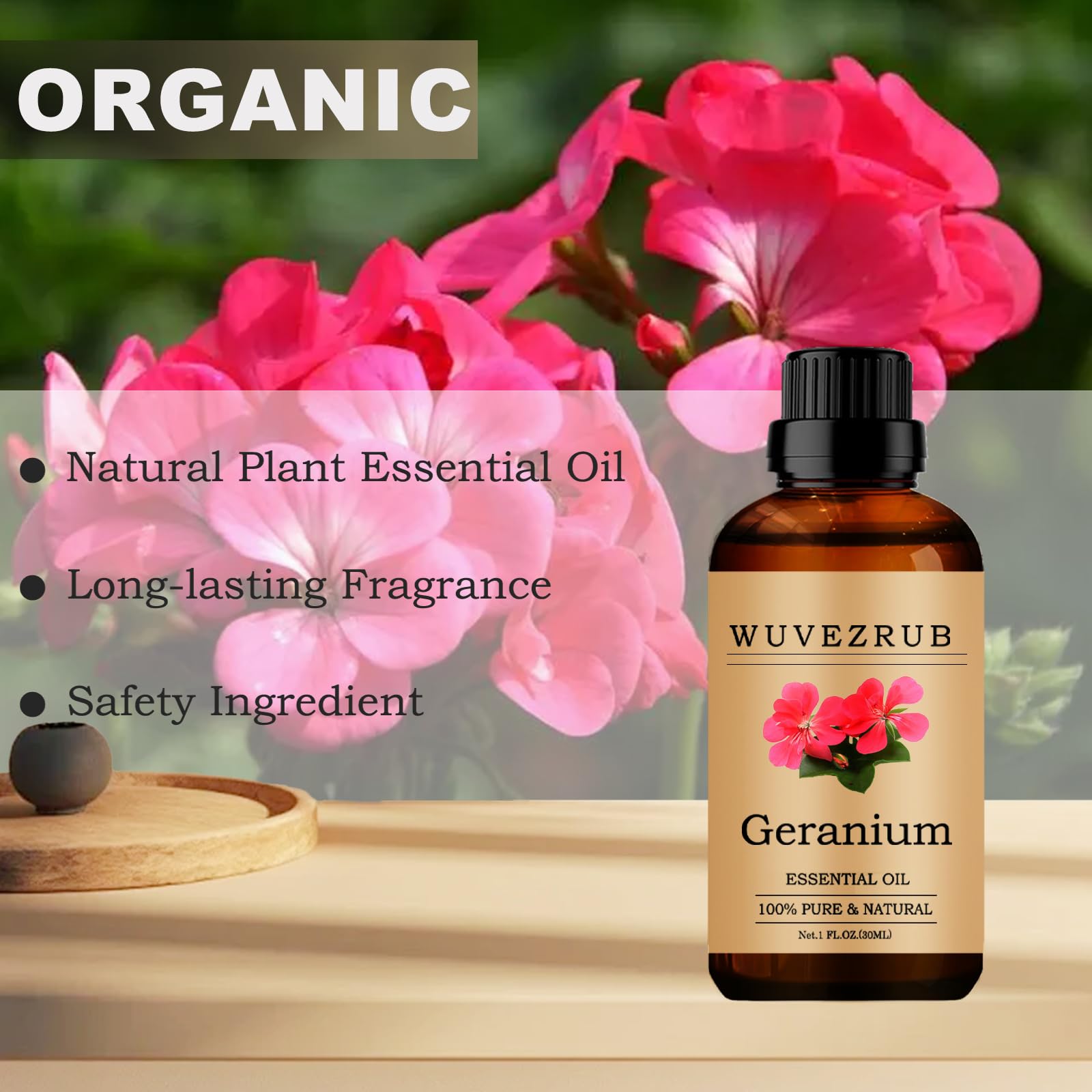 Wuvezrub Geranio, fragancia para jabón y crema con esencia natural.