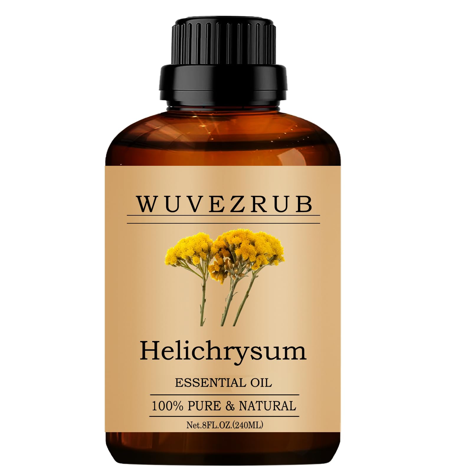 Wuvezrub Helichrysum: botella de 240 ml con aceite esencial puro para perfumar espacios.