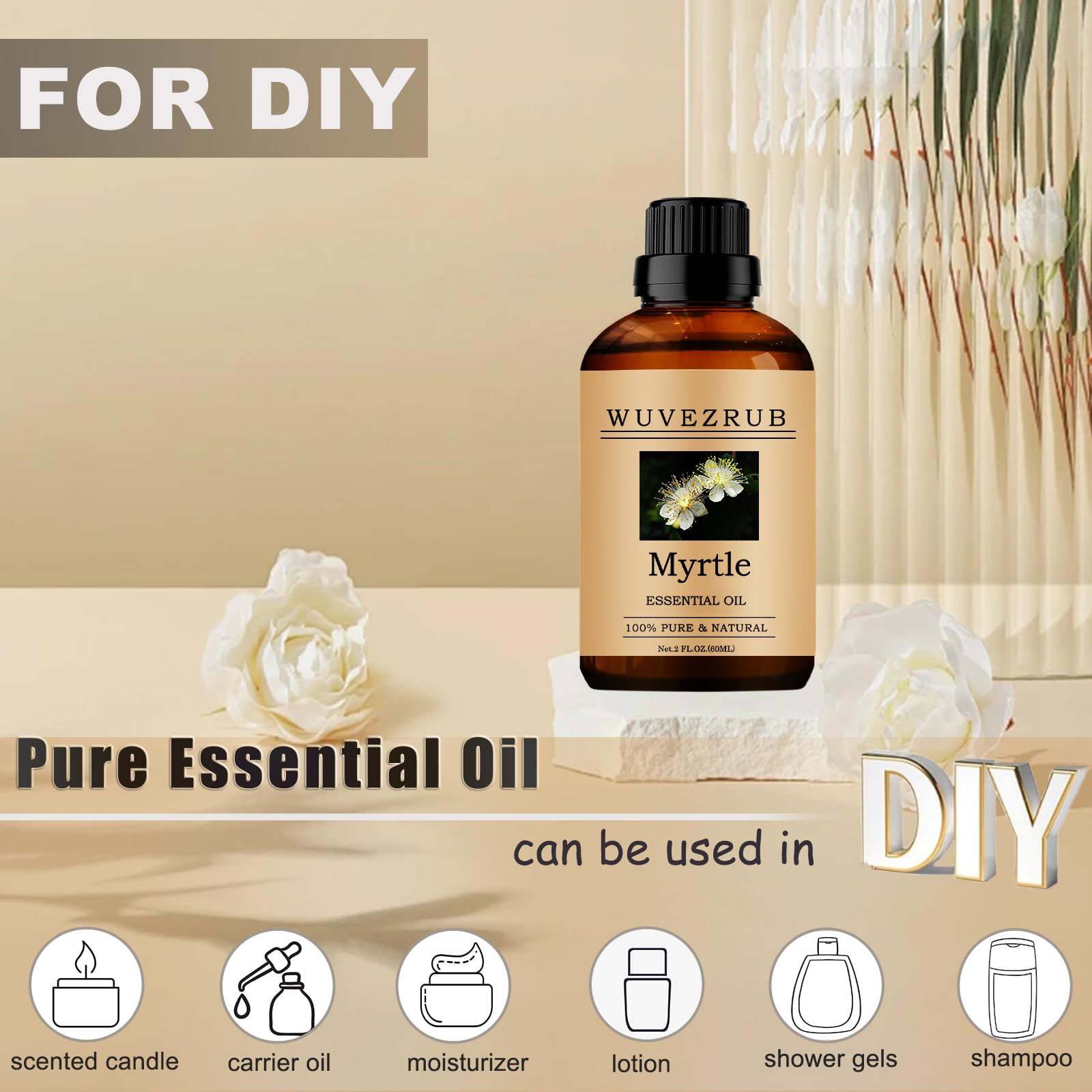 Wuvezrub Myrtle: uso en piel con 1–2 gotas para tónicos y cremas