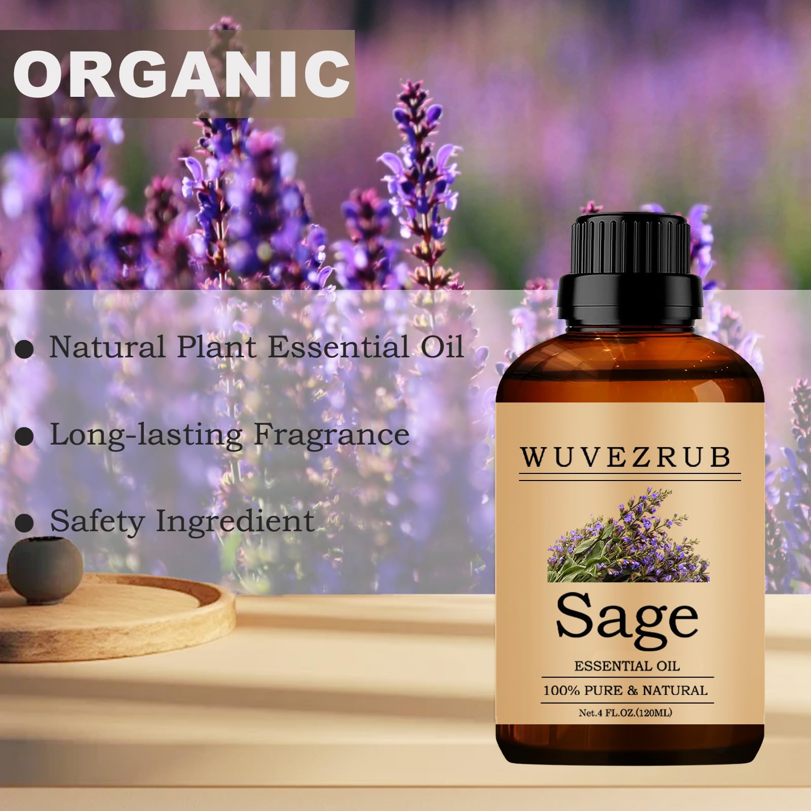 Wuvezrub Salvia aceite esencial para cuidado de la piel, añade 1-2 gotas a tónicos.