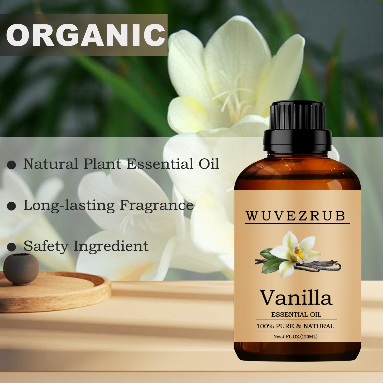 Wuvezrub vainilla, uso cosmético suave para tónicos y sueros