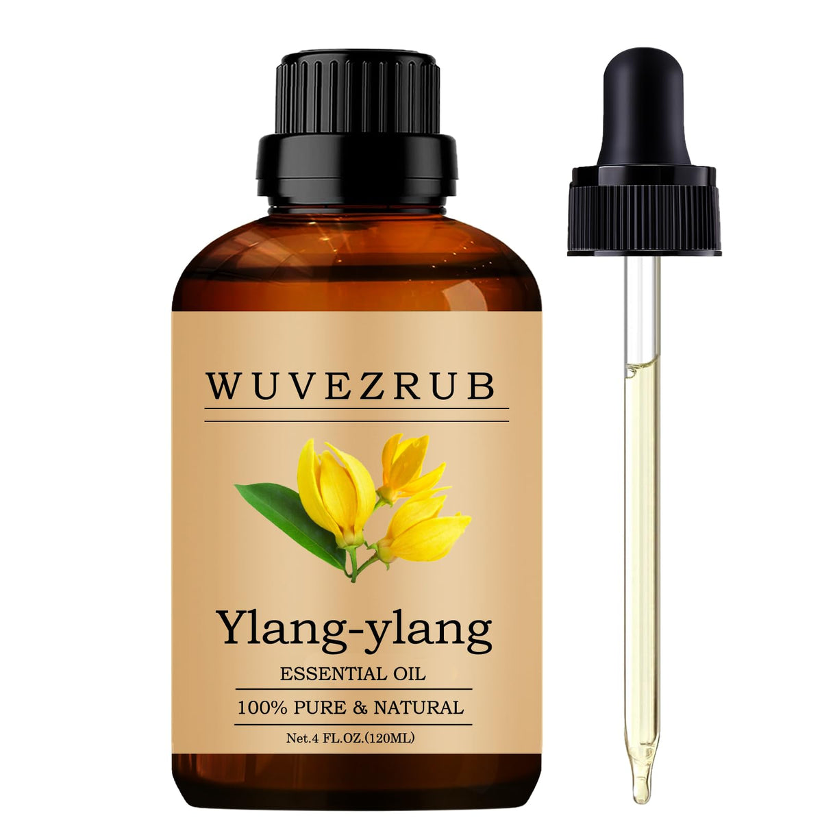 Aceite Wuvezrub Ylang-Ylang en botella de 120 ml para aromaterapia en casa.