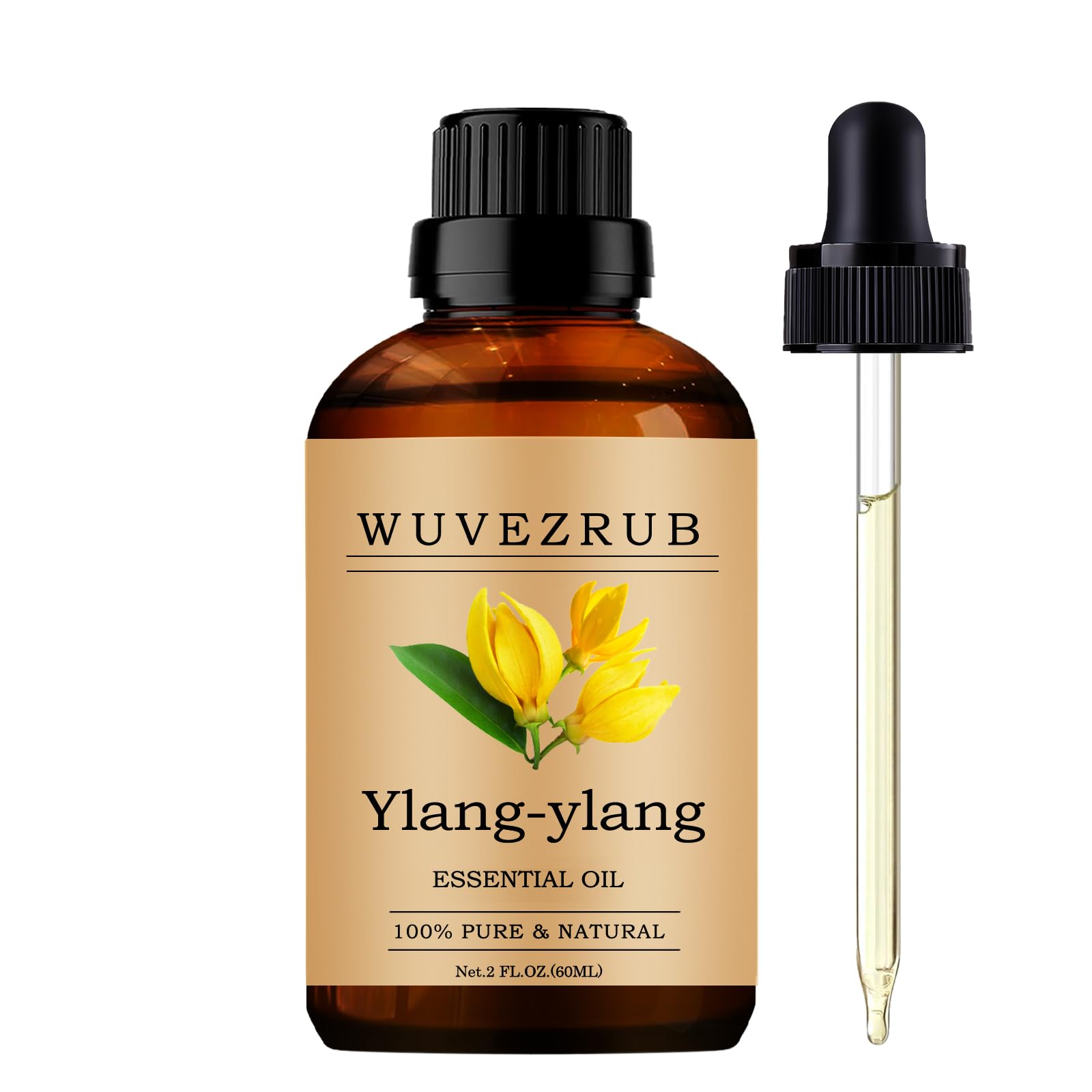 Wuvezrub Ylang-Ylang: botella de aceite esencial para aromaterapia y relajación.