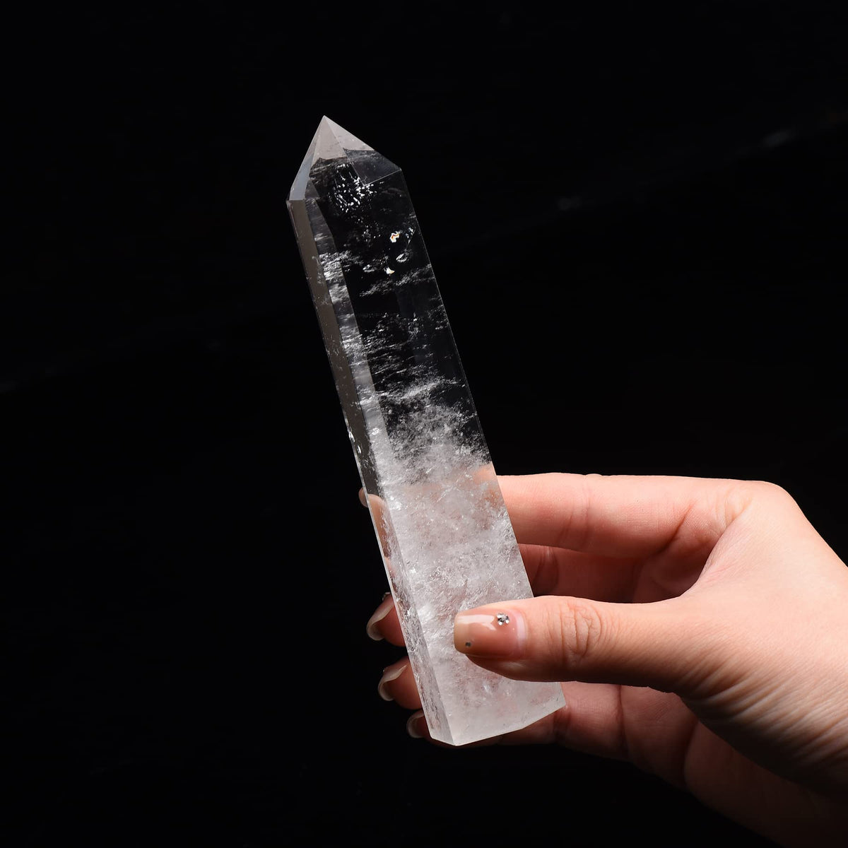 Torre de cuarzo WUYOUSHI, cristal claro, ideal para meditación y concentración.
