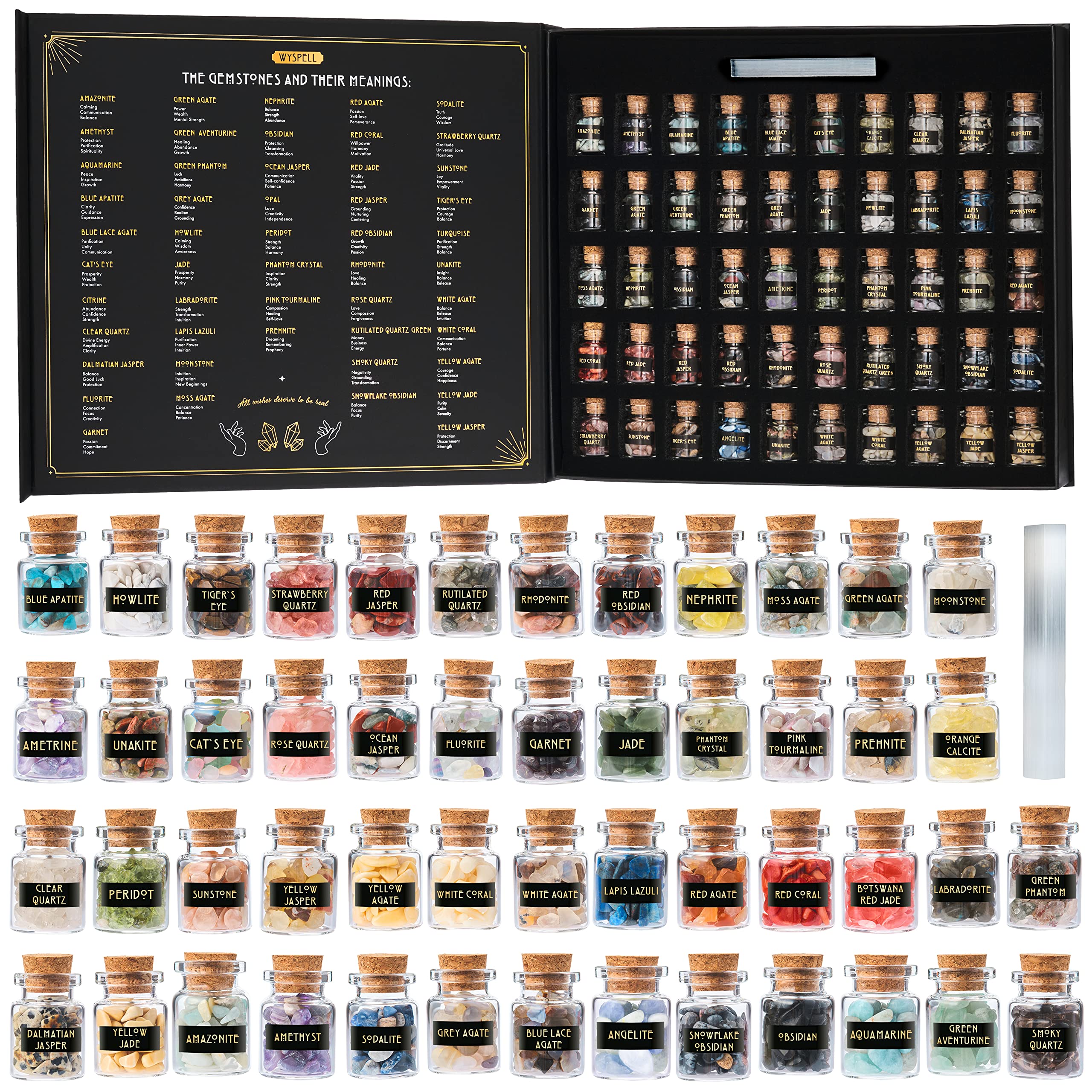Wyspell set de piedras miniatura para hechizos, 50 piezas listas.