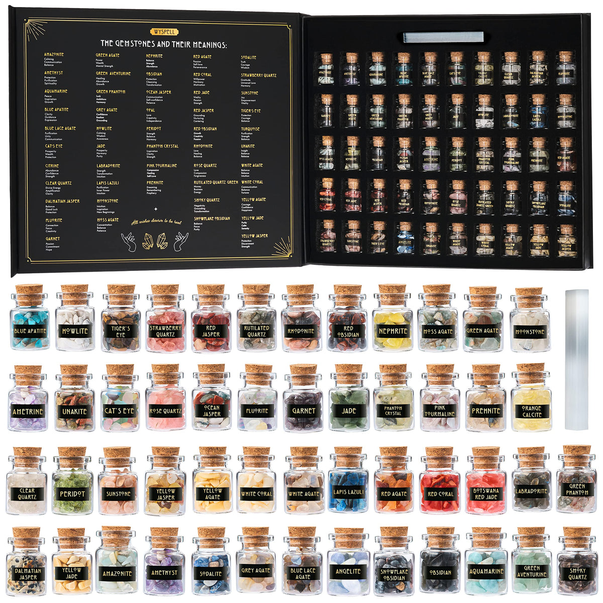 Wyspell set de piedras miniatura para hechizos, 50 piezas listas.