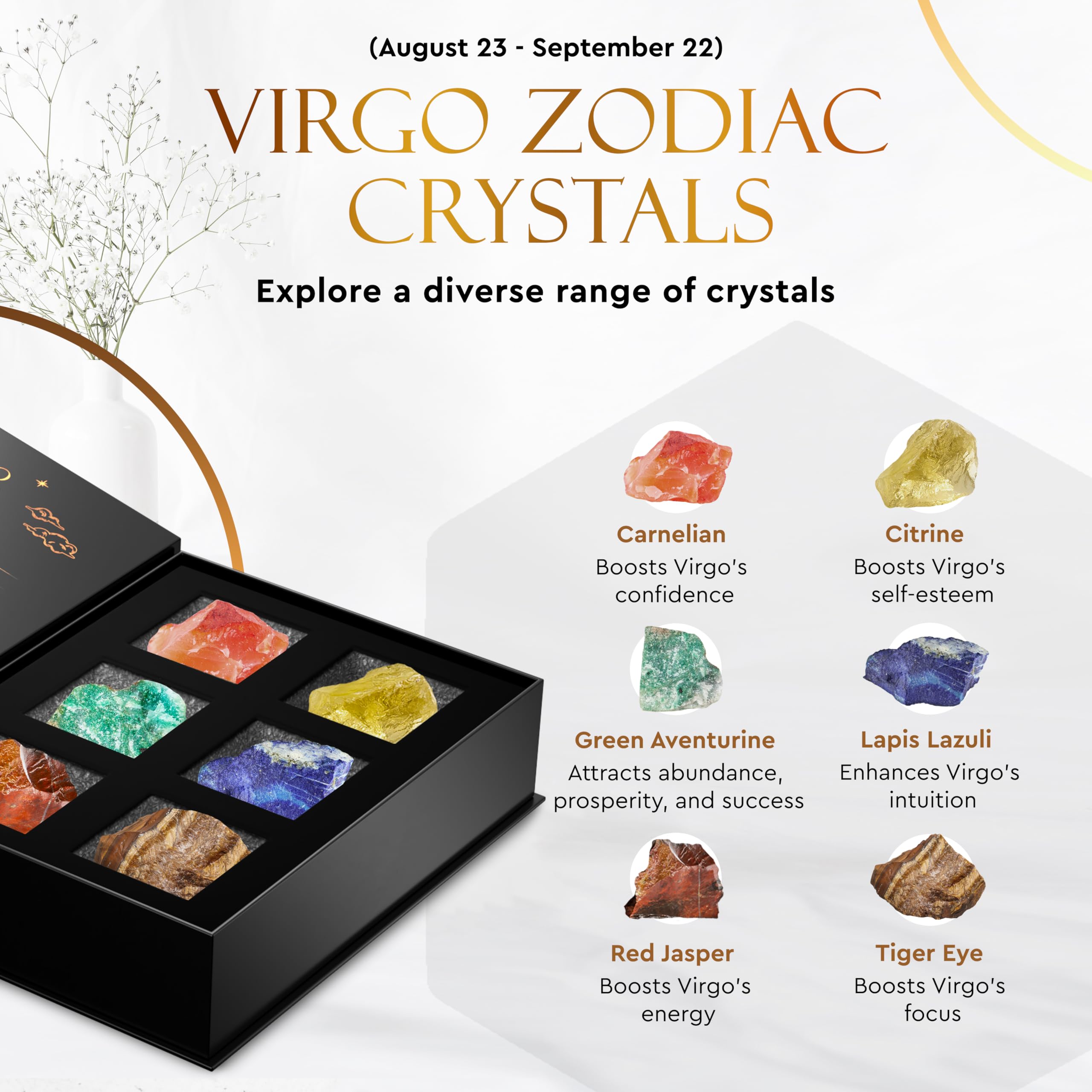 Wyspell Virgo Crystal Set: citrino para energía positiva y motivación diaria