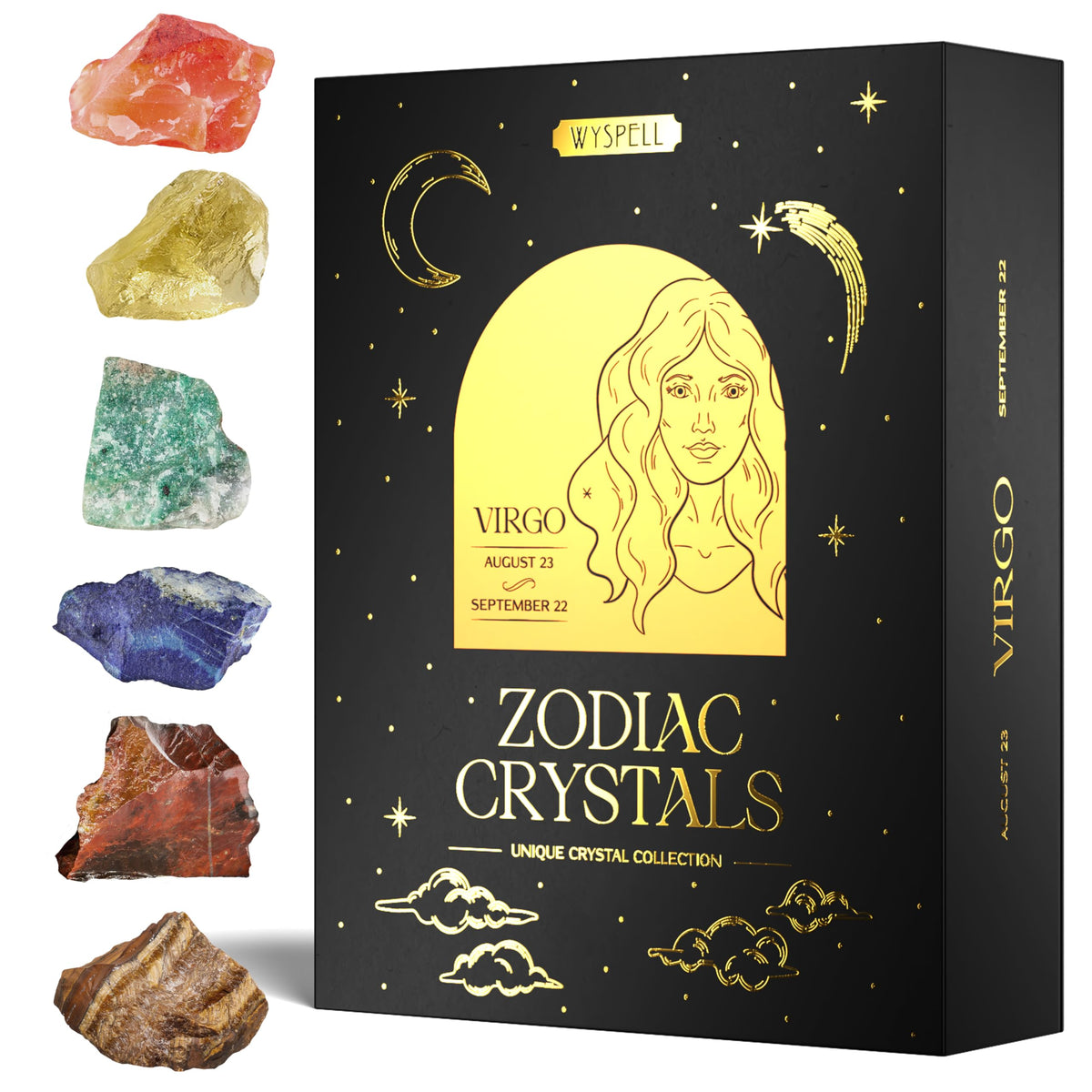 Wyspell Virgo Crystal Set: cristal de cornalina en primer plano para creatividad y energía