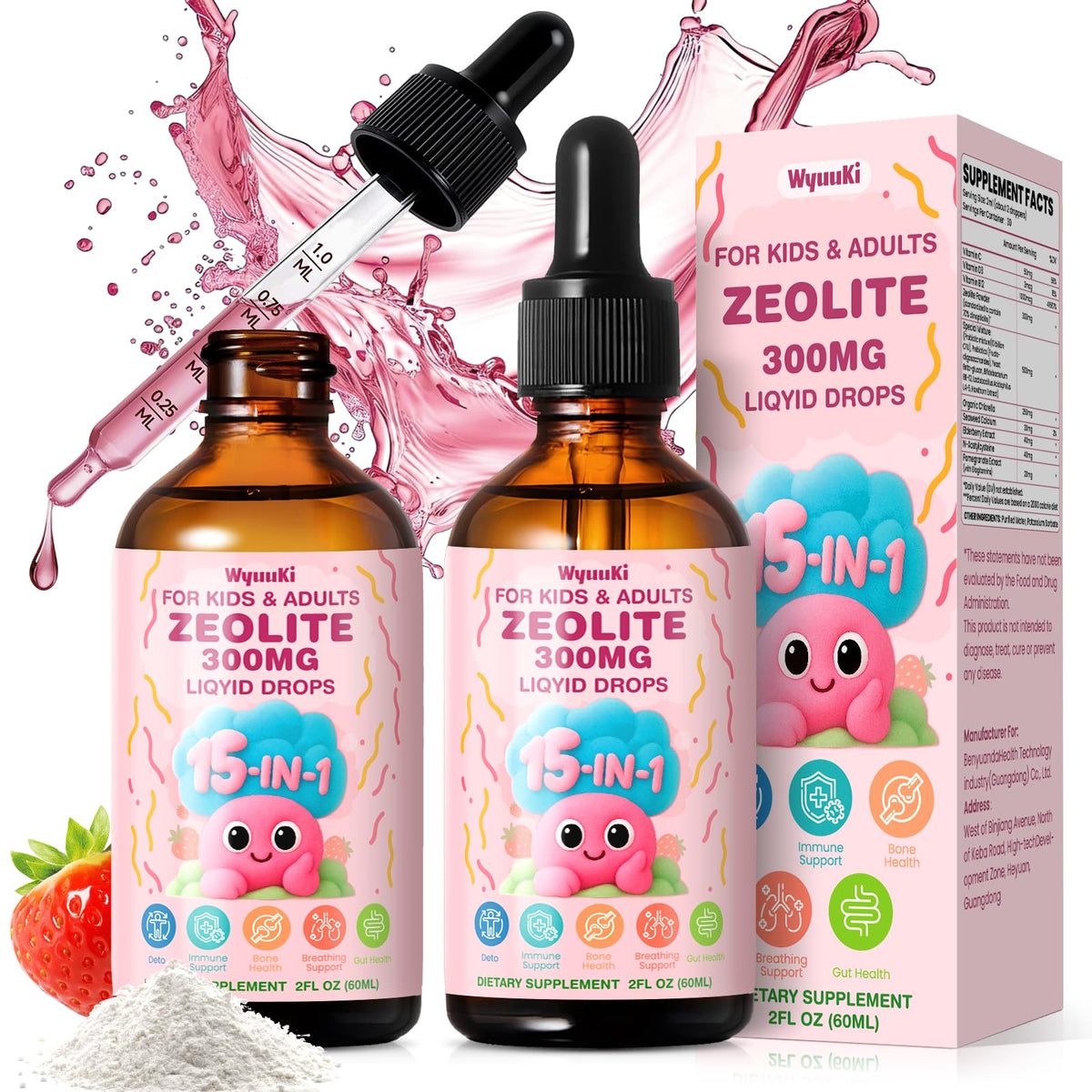 WyuuKi gotas de zeolita detox para ninos: apoyo digestivo suave y balance diario.