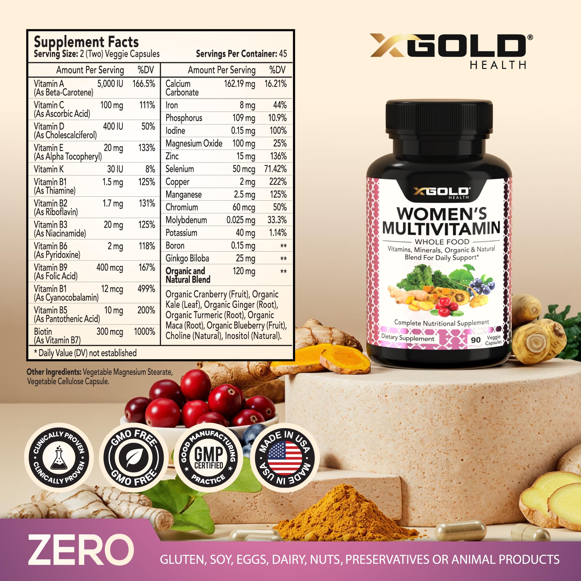 X Gold Health cápsulas vegetarianas listas para tomar con la comida.