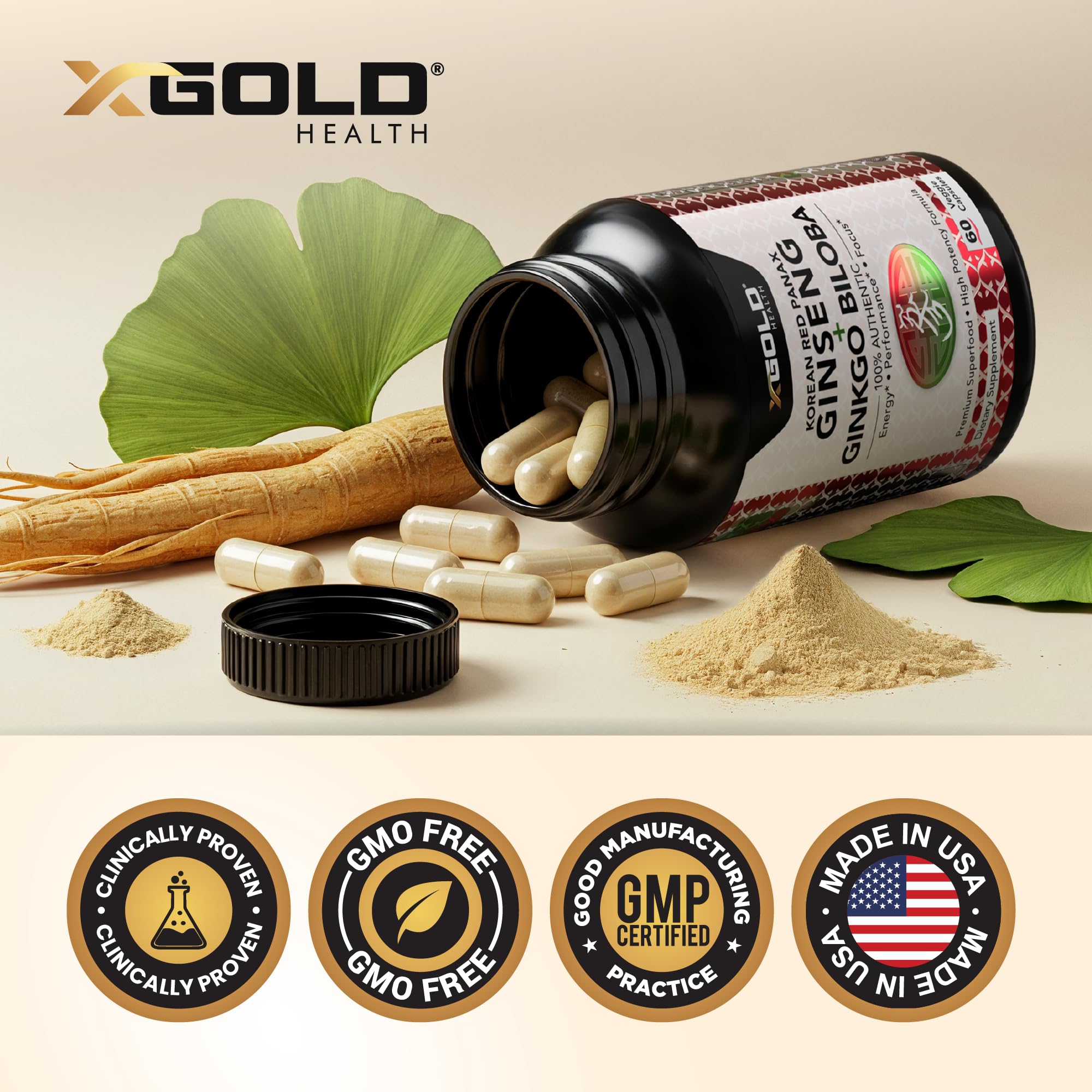 X Gold Health envase de 60 cápsulas para rutina diaria