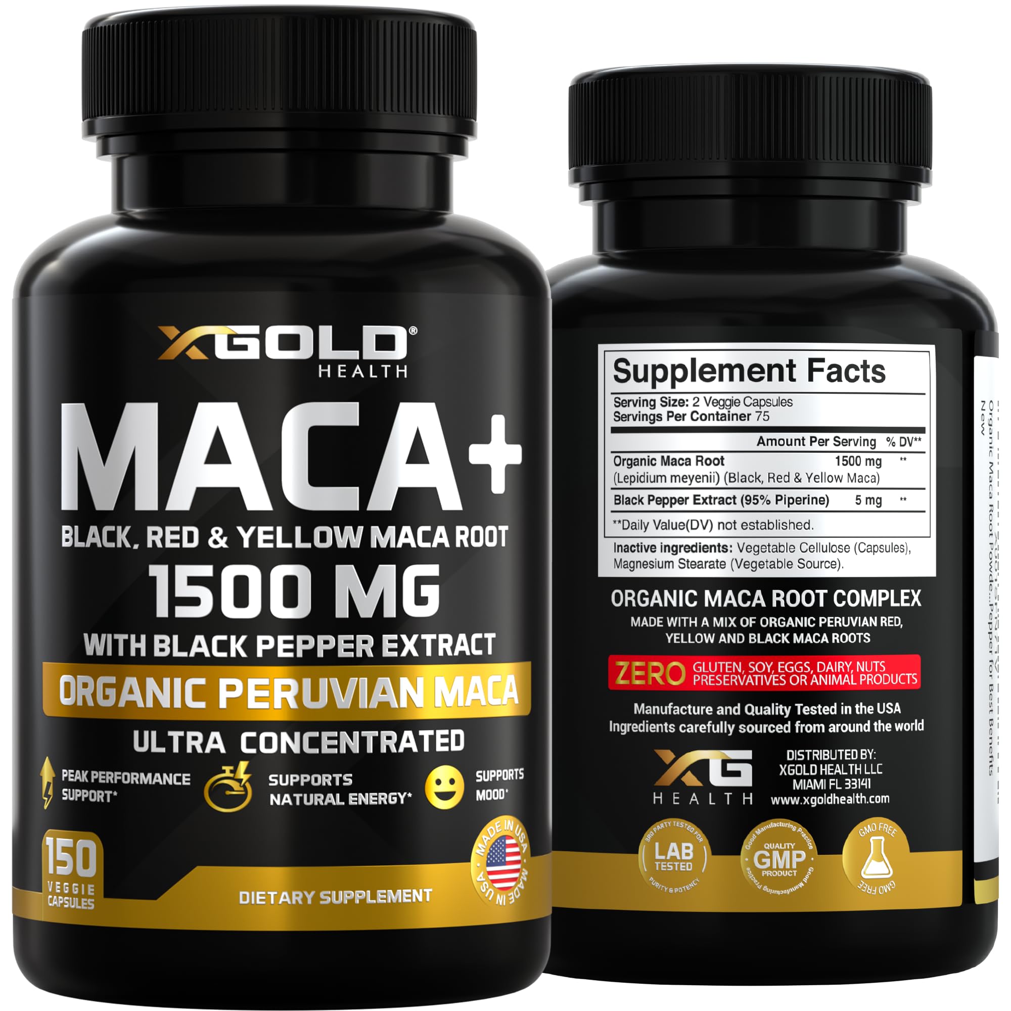 Cápsulas veganas X Gold Health, no OGMs, fabricadas en EE. UU.