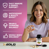 X Gold Health ingredientes orgánicos, mezcla de superalimentos para bienestar.