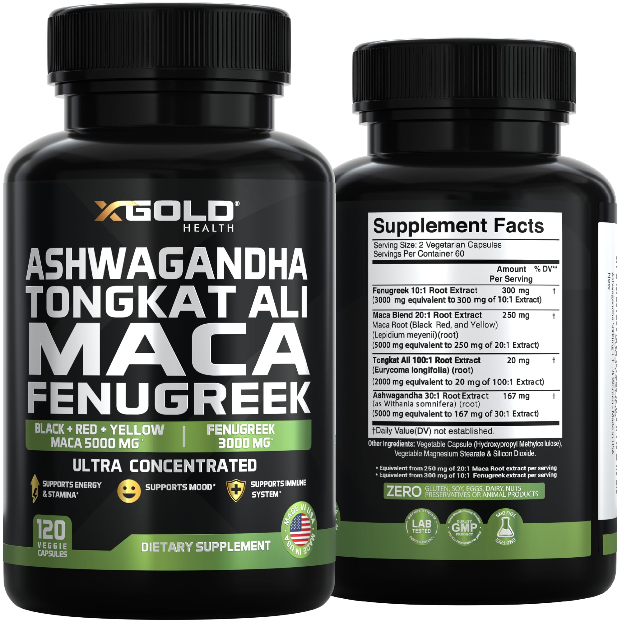 Mezcla de hierbas Maca y Fenogreco para apoyo nutricional.