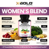 X Gold Health mezcla de superalimentos orgánicos para vitalidad femenina.