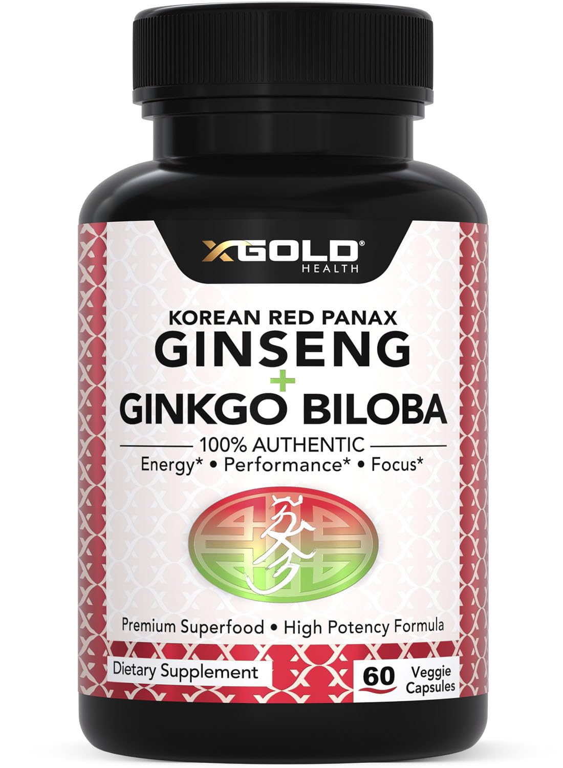 X Gold Health Panax Rojo Coreano en botella para energía diaria