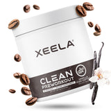 XEELA Pre Entrenamiento – botella de vainilla helada para energía sostenida.