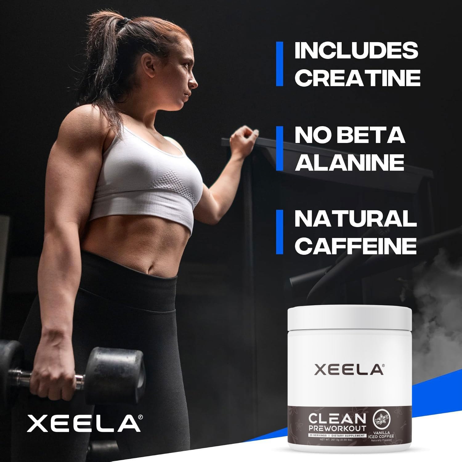 XEELA Pre Entrenamiento – cafeína orgánica para enfoque claro.