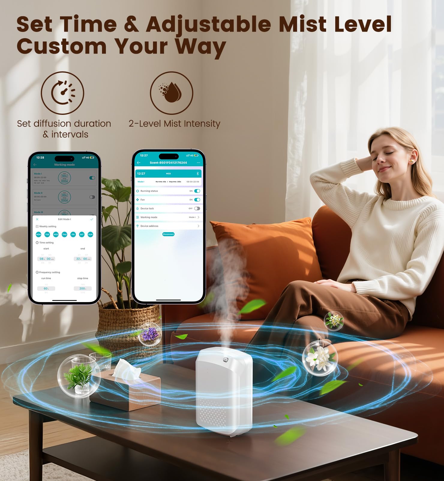XEITIN difusor con panel de control y aplicación para gestionar aromas
