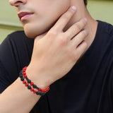 Pulsera XIANNVXI con cuentas ágata negra mate para look masculino