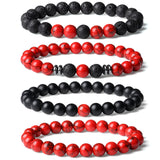 Pulseras XIANNVXI de cuentas piedra natural rojo y negro para uso diario