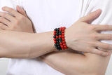 XIANNVXI pulsera masculina 8mm rojo-negro, diseño elástico