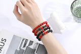 Cuenta de lava roja XIANNVXI en pulsera de 8mm para hombre