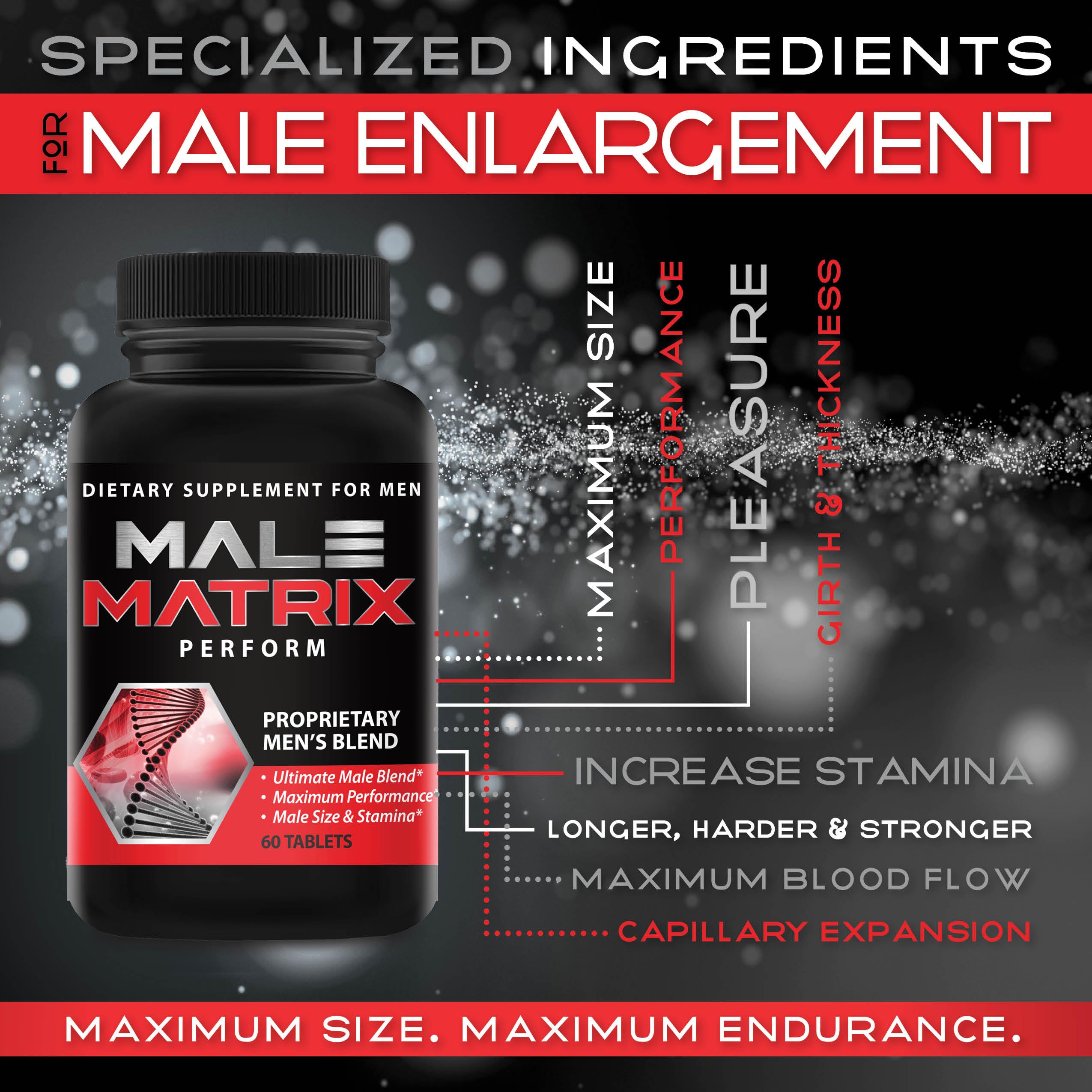 XL Science Male Matrix, etiqueta frontal, información clara para consumo responsable.
