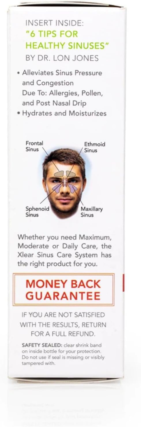 Xlear MAX alivio nasal: sensación fresca al aplicar.