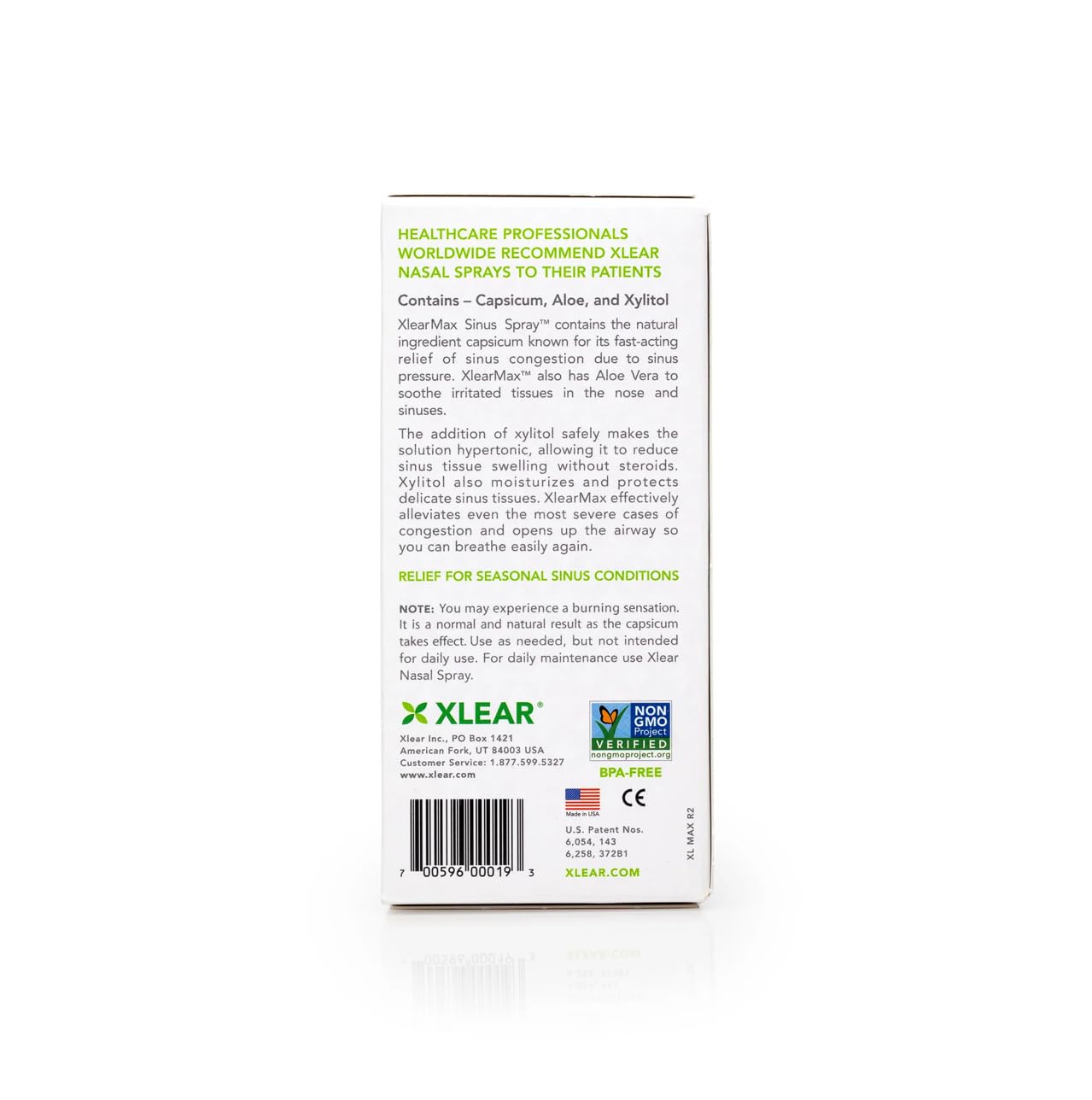 Xlear MAX aloe, hidratación calmante para la mucosa nasal.