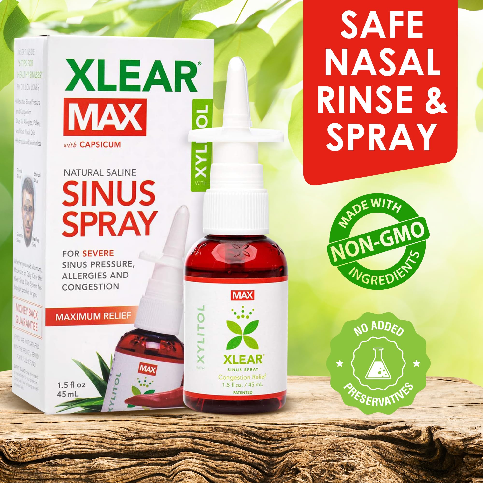 Xlear MAX botella nasal con 180 dosis para uso diario.