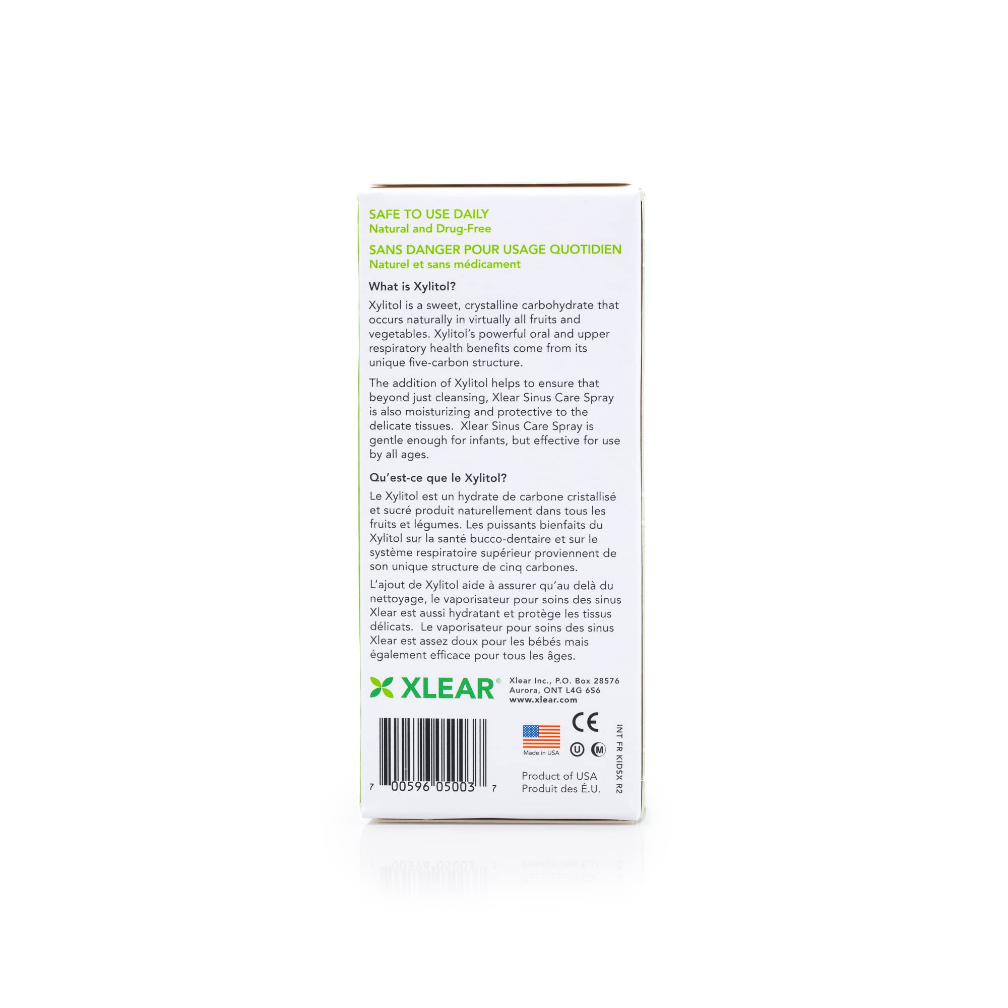 Aplicación nasal de Xlear para niños, uso diario seguro.